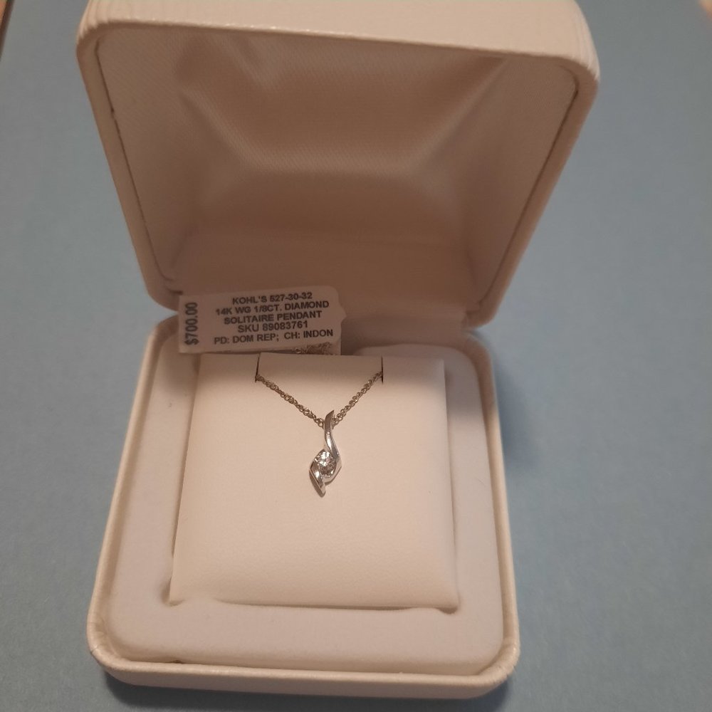 14K White Gold Sirena 1/8 ct diamond bezel pendant